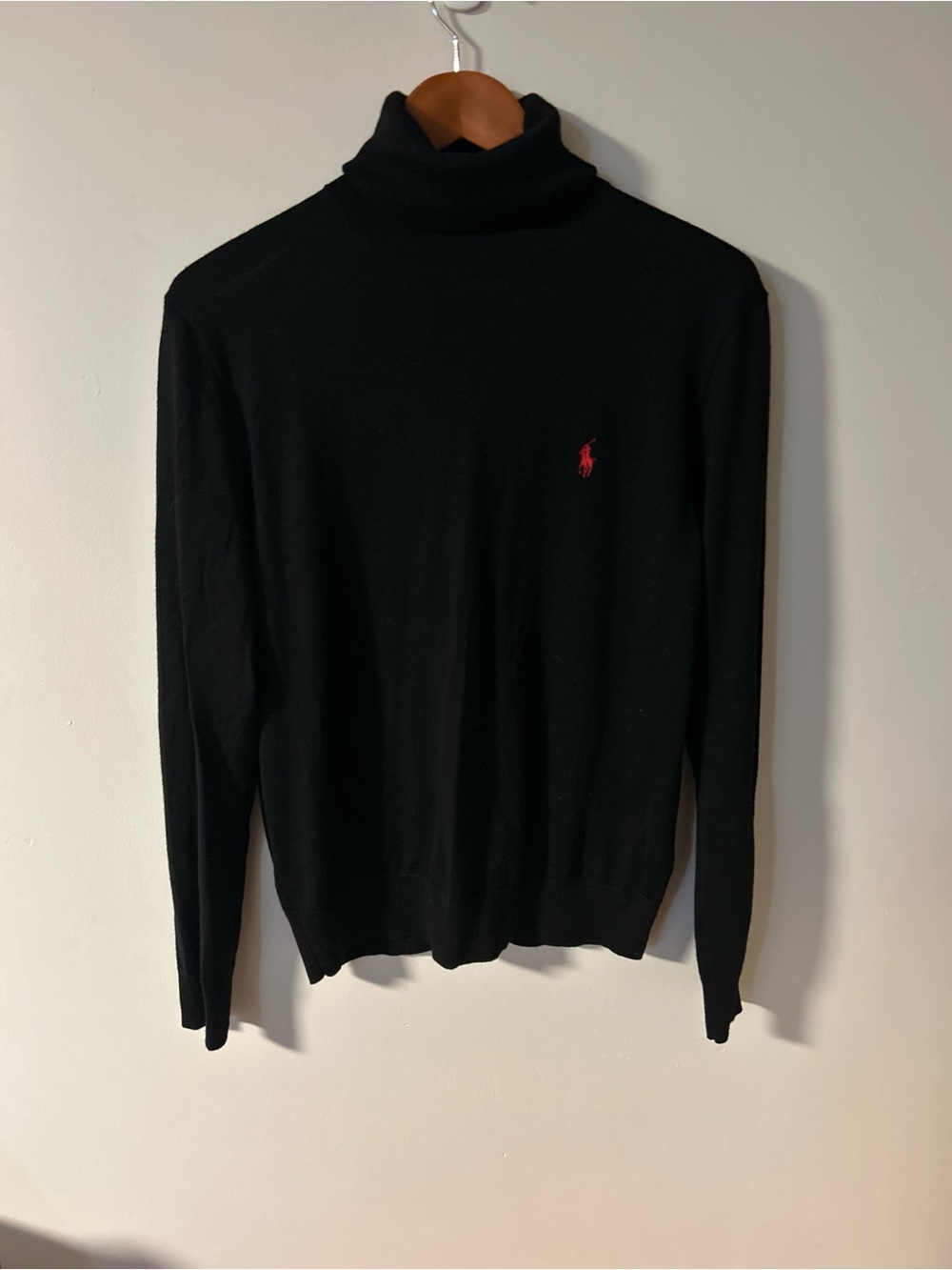 Polo Ralph Lauren Black 100% Merino Wool Turtleneck Sweater Size M